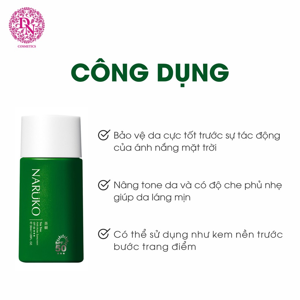 Kem chống nắng Naruko Tea Tree Anti-Acne Sunscreen SPS50 PA+++