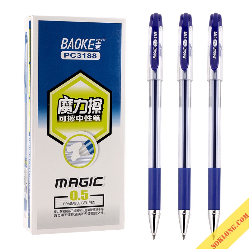 Bút bi tẩy xóa được mực xanh Baoke, tẩy xóa chữ viết tiện lợi B23