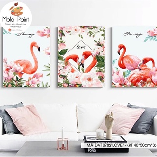 Tranh sơn dầu số hoá tự tô màu HÀNG SẴN Tranh Chim Hồng Hạc Bộ 3 Tranh Hiện Đại