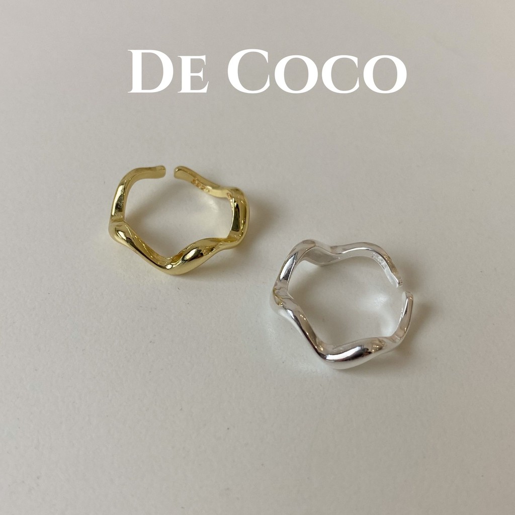 [Mã FAMAYFA giảm 10K đơn 50K] Nhẫn bạc mạ vàng lượn sóng Wave decoco.accessories