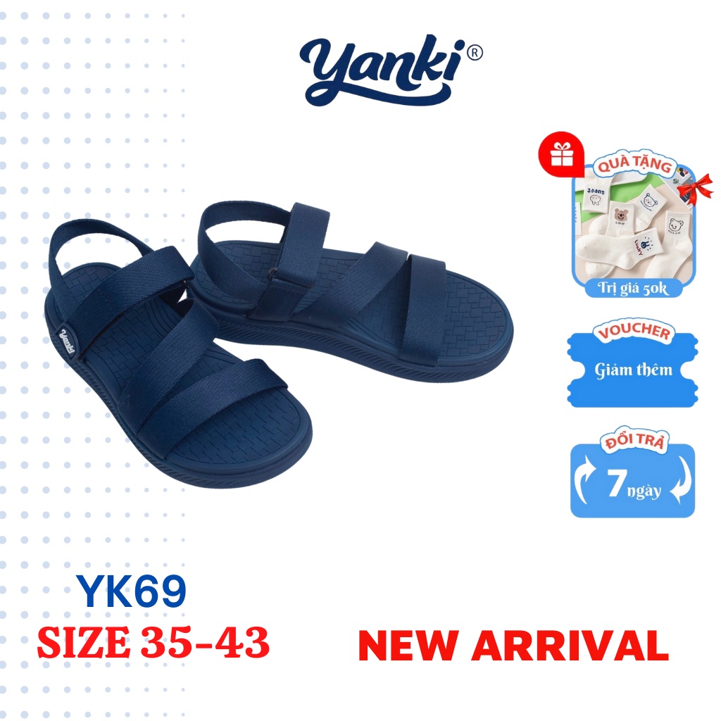 Giày Sandal Quai Chéo YANKI màu Navy Blue - YK69NB