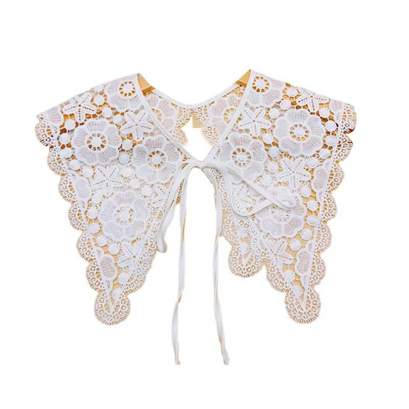 Yoioi Khăn Choàng Cổ Giả Sợi Sữa Thêu Họa Tiết Hoa Rỗng Cho Nữ