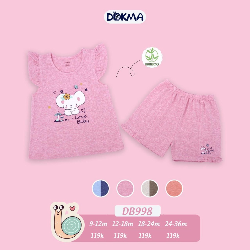 Bộ ba lỗ vải sợi tre Bamboo cho bé trai bé gái hiệu Dokma size 9 - 36M  Tiệm Nhà Sóc