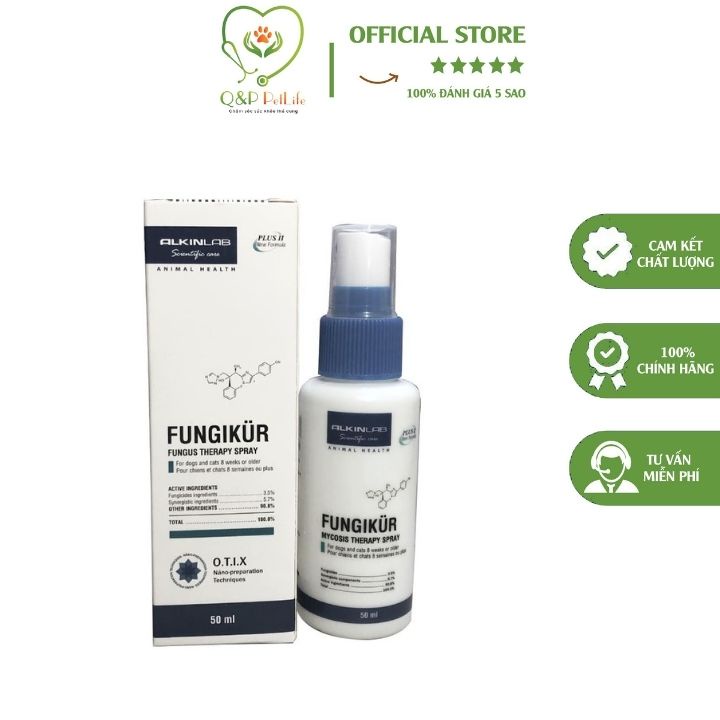 Dung Dịch Xịt Nấm Alkin Fungikur Cho Chó Mèo Chai 50ml Hàng Chính Hãng Chất Lượng Cao