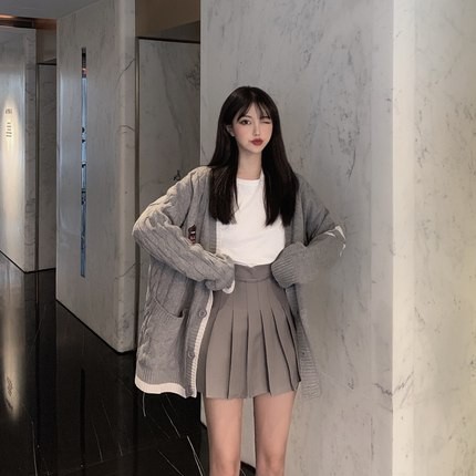 CARDIGAN VẶN THỪNG XÁM KIỂU DÁNG HỌC XINH TRUNG HỌC DỄ THƯƠNG ORDER #041 | BigBuy360 - bigbuy360.vn