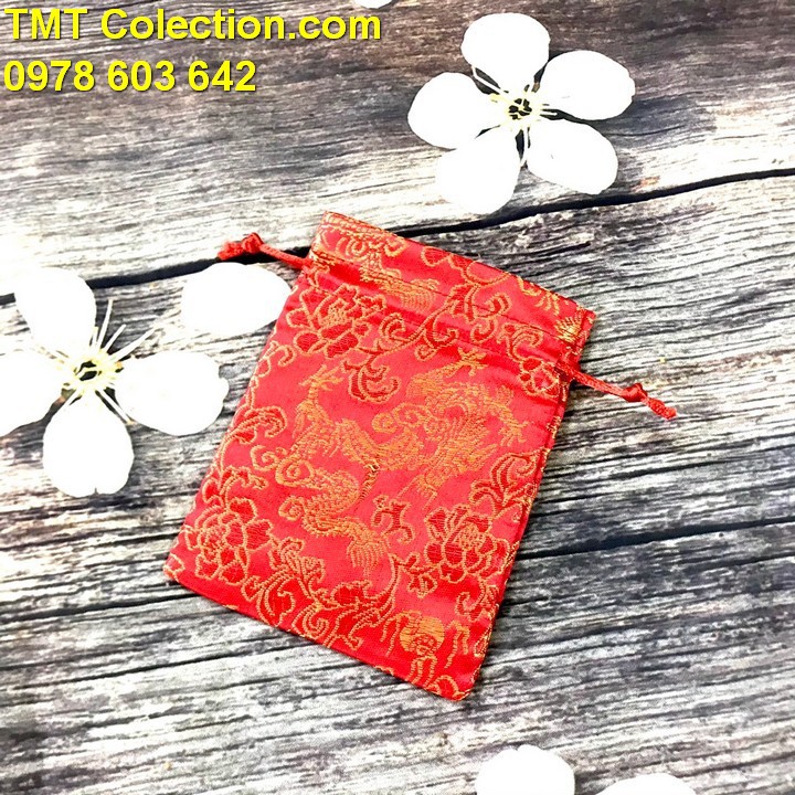 Túi gấm long phụng size 10x13cm, Có thể đựng vòng tay, trang sức, đồng xu may mắn-TMT Collection - SP000253