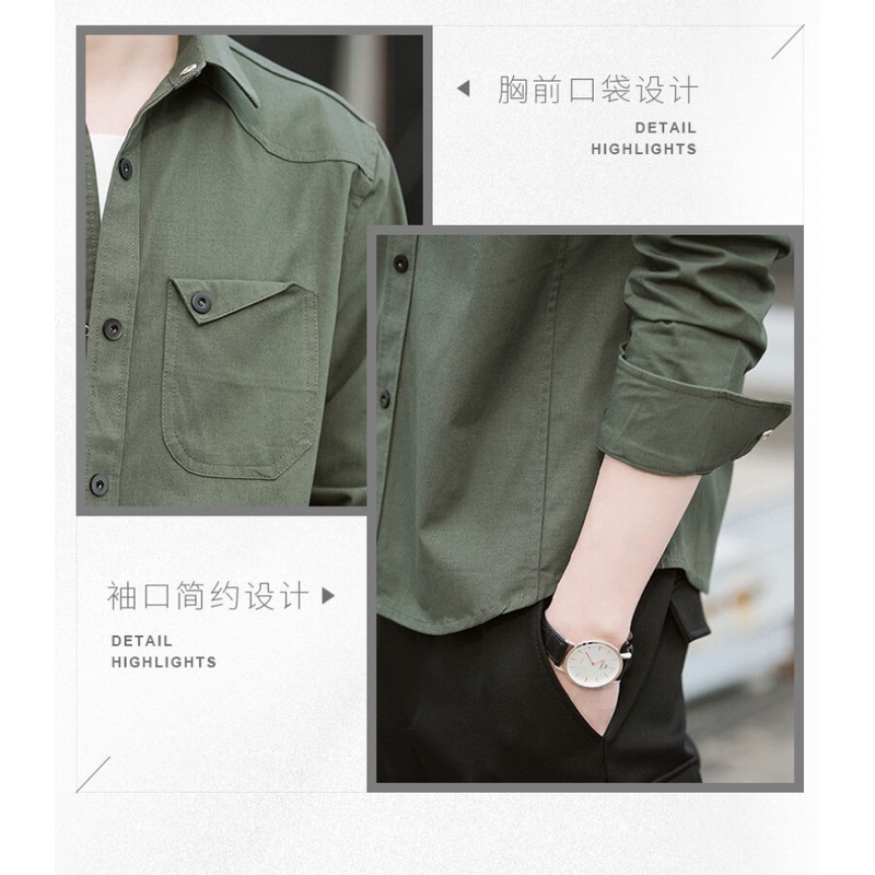 Áo Khoác Sơ Mi Denim Phong Cách Quân Đội Cho Nam Size M-6XL