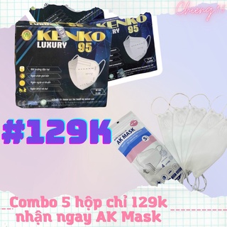 Khẩu trang kenko n95 combo 5 hộp chỉ 129k tặng kèm 1 bịch khẩu trang ak mask
