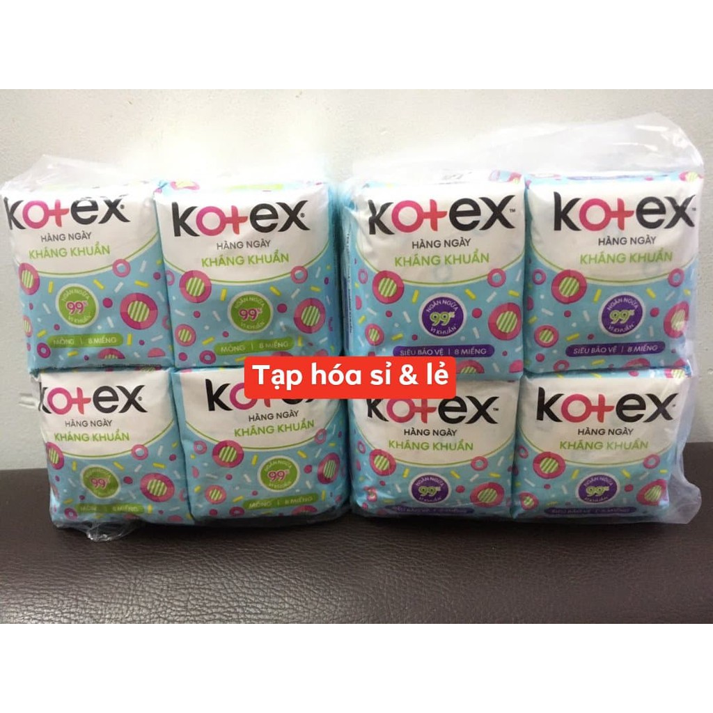 8 GÓI Băng Vệ Sinh Kotex Hàng Ngày Siêu Bảo Vệ 8 Miếng