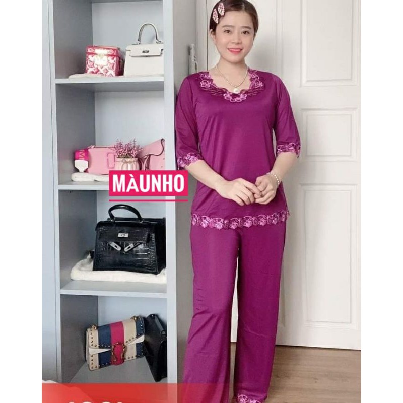 Đồ bộ thun lạnh dài tay lỡ trung niên Size Đại 80_85 ký
