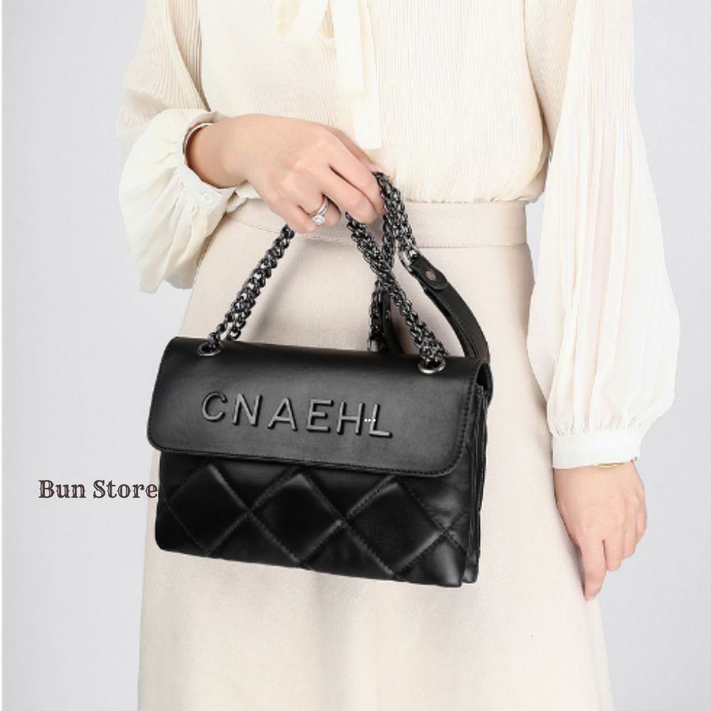 Túi nữ đeo chéo da mềm túi xách đeo vai kẹp nách nữ đẹp hàn quốc dây xích hàng hiệu chính hãng màu đen