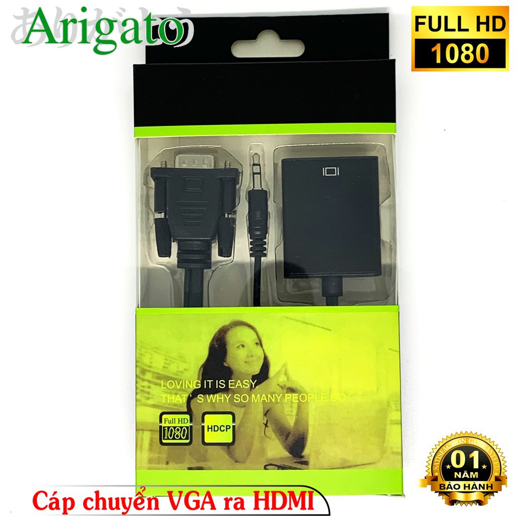 Cáp chuyển đổi từ VGA sang HDMI có âm thanh-VGA TO HDMI có âm thanh Hình Ảnh Chất Lượng Full HD 1080P.CVTH
