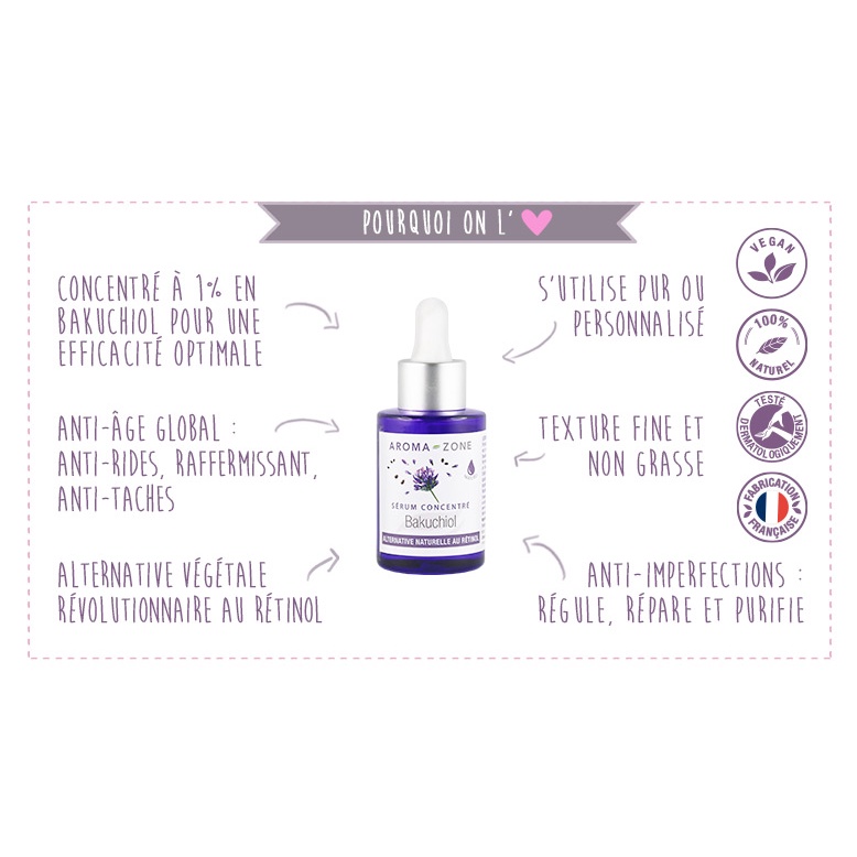 Tinh chất serum chống lão hóa Aroma zone CONCENTRÉ BAKUCHIOL 30ml