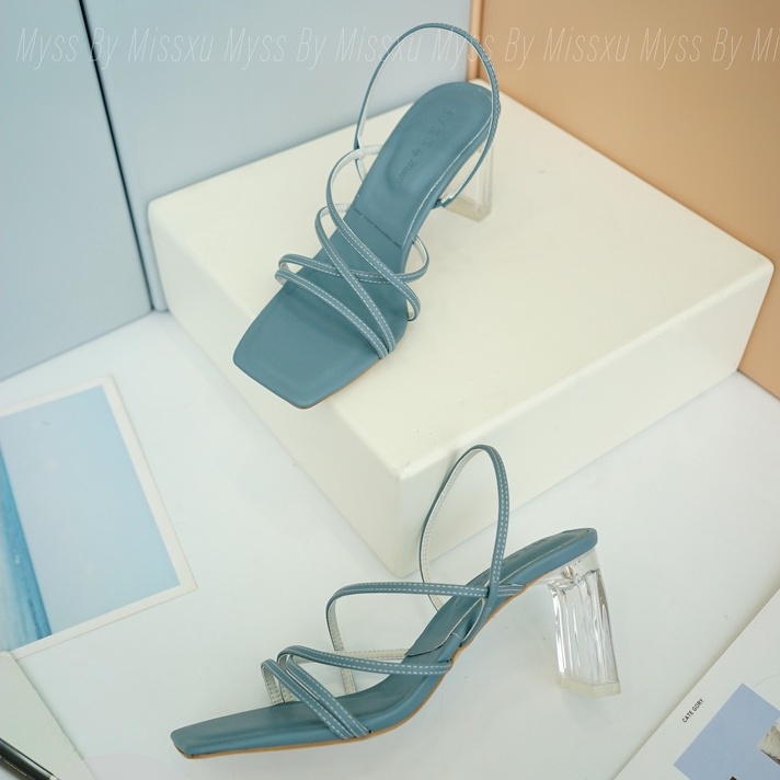 Giày sandal nữ dây chéo phối gót trong 7 cm cao cấp MYSS - SD151