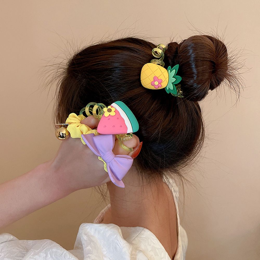 Dây buộc tóc hình quả dứa/dưa hấu bằng nhựa phong cách Hàn Quốc cho nữ