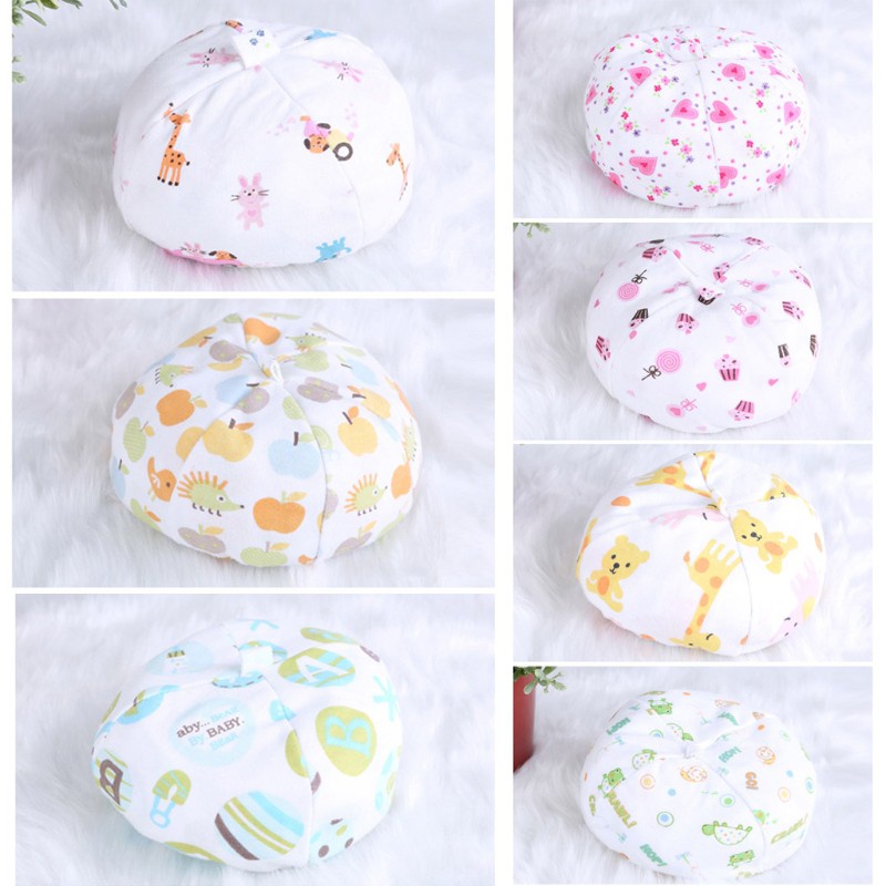 Mũ cotton pha mềm mại giữ ấm họa tiết hoạt hình dễ thương cho bé sơ sinh
