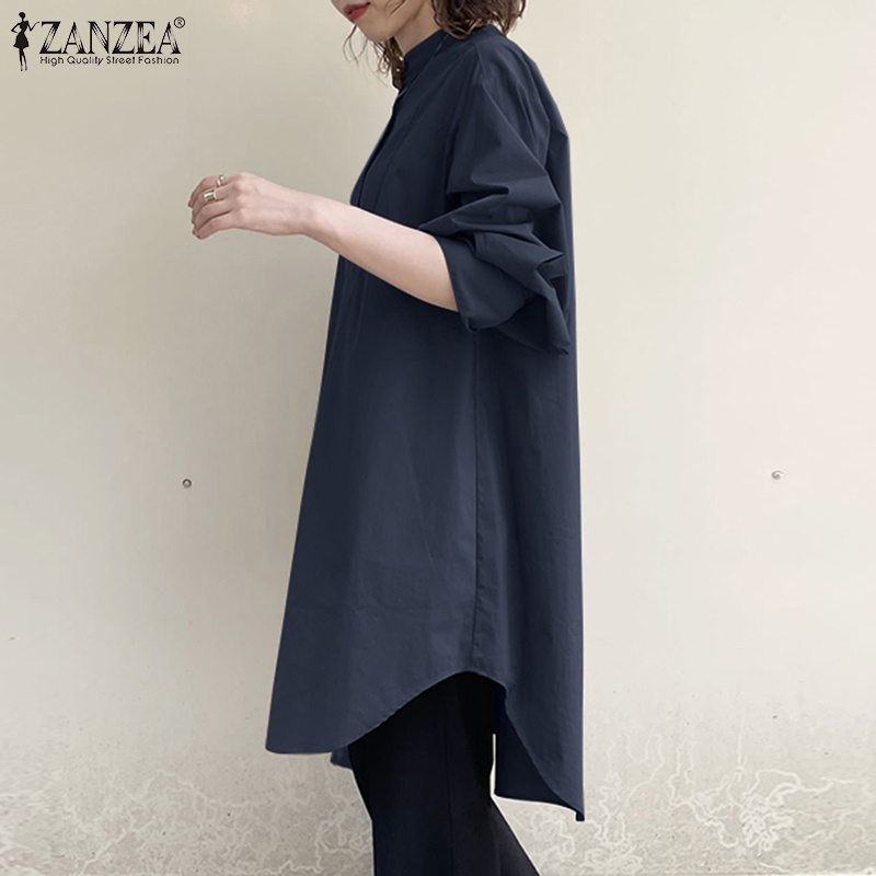 Áo kiểu ZANZEA tay phồng dài cài nút phong cách Hàn Quốc dễ phối đồ thời trang cho nữ