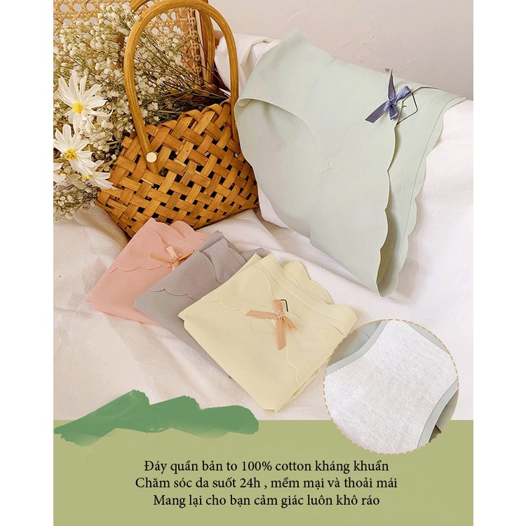 SET 4 QUẦN LÓT BẦU VÀ SAU SINH CẠP CHÉP SÓNG KHÔNG ĐƯỜNG MAY CHẤT LỤA BĂNG KHÁNG KHUẨN 85KG