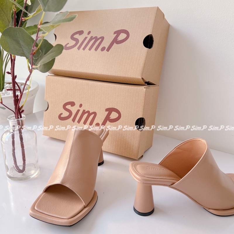 Guốc nữ Sim.P cao 7cm quai ngang yên ngựa - nuna