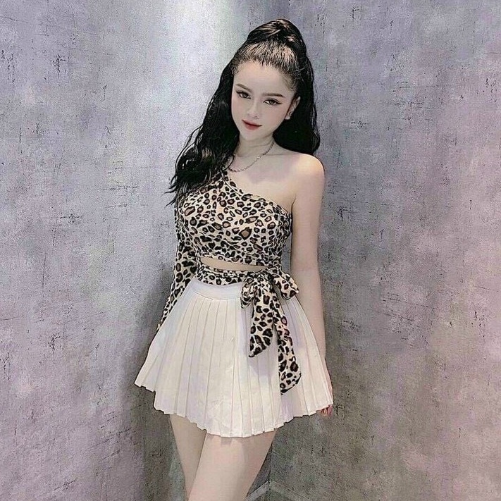 áo lệch hở vai chéo vai tay dài buộc nơ eo xinh tôn dáng