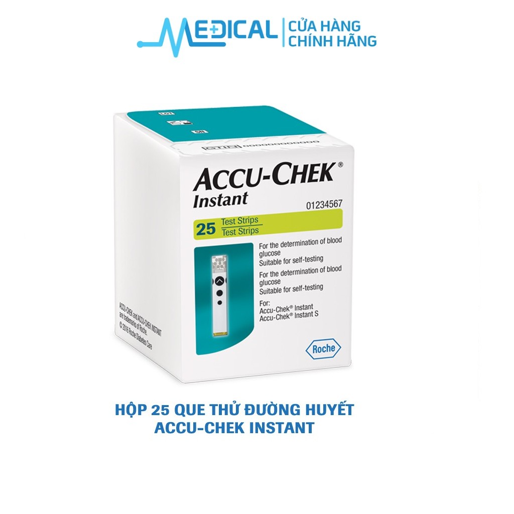 Que thử đường huyết Accu-Chek Instant hộp 25 que thử chính hãng - MEDICAL