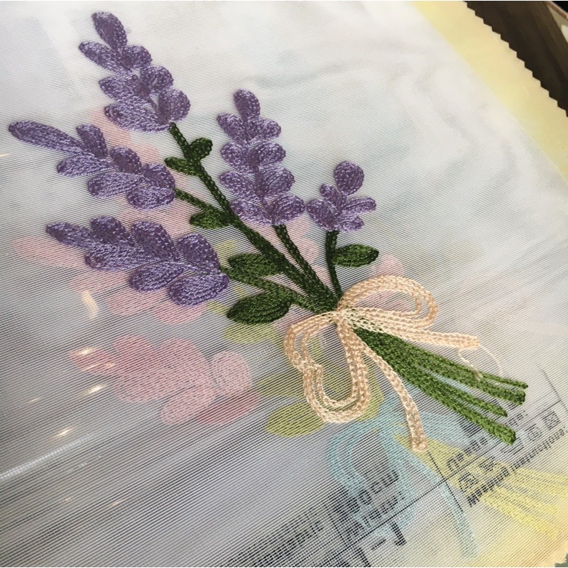 Rèm Voan Thêu Hoa Oải Hương (Lavender) xinh xắn