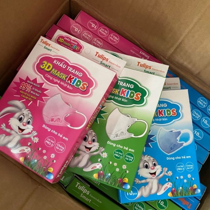( Combo 2 hộp) Khẩu trang 3D mask kids Tulip cho bé (hộp 10 chiếc)