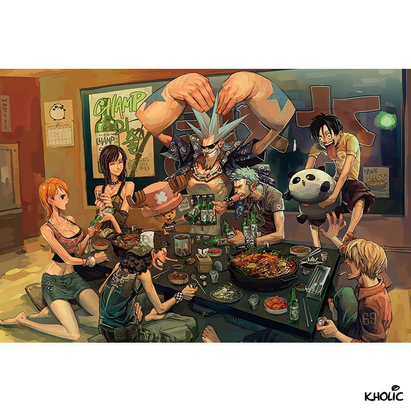 One piece, trò chơi ghép hình bằng gỗ, trò chơi ghép hình 300/520/1000 miếng, đồ chơi anime