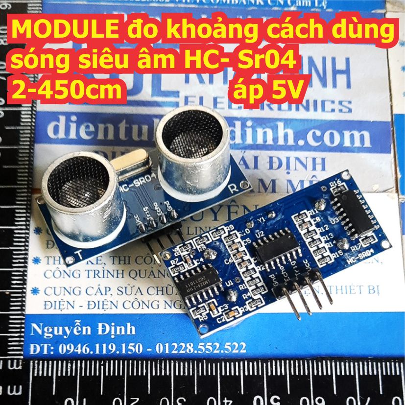 MODULE đo khoảng cách dùng sóng siêu âm HC-SR04 SR04 2-450cm, áp 5V kde0138