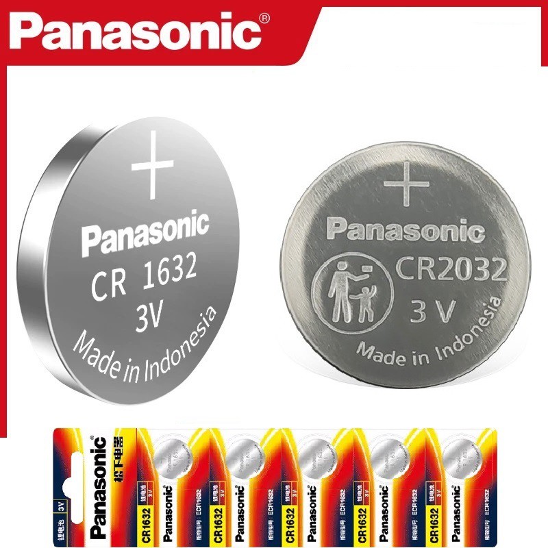 Pin Panasonic CR1632 / CR2032, pin cảm biến áp suất lốp, chìa khóa ô tô, xe máy .., 3V Lithium Made in Indonesia