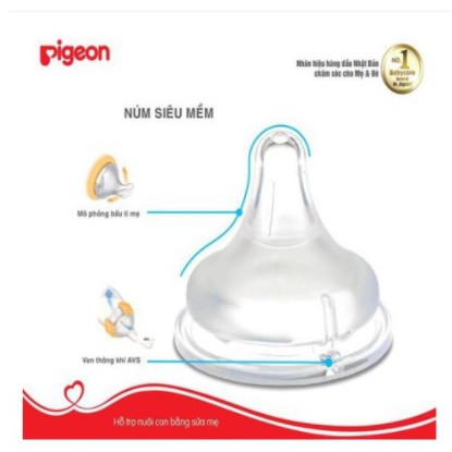 Núm Ti Pigeon Softtouch Cho Bình Cổ Rộng