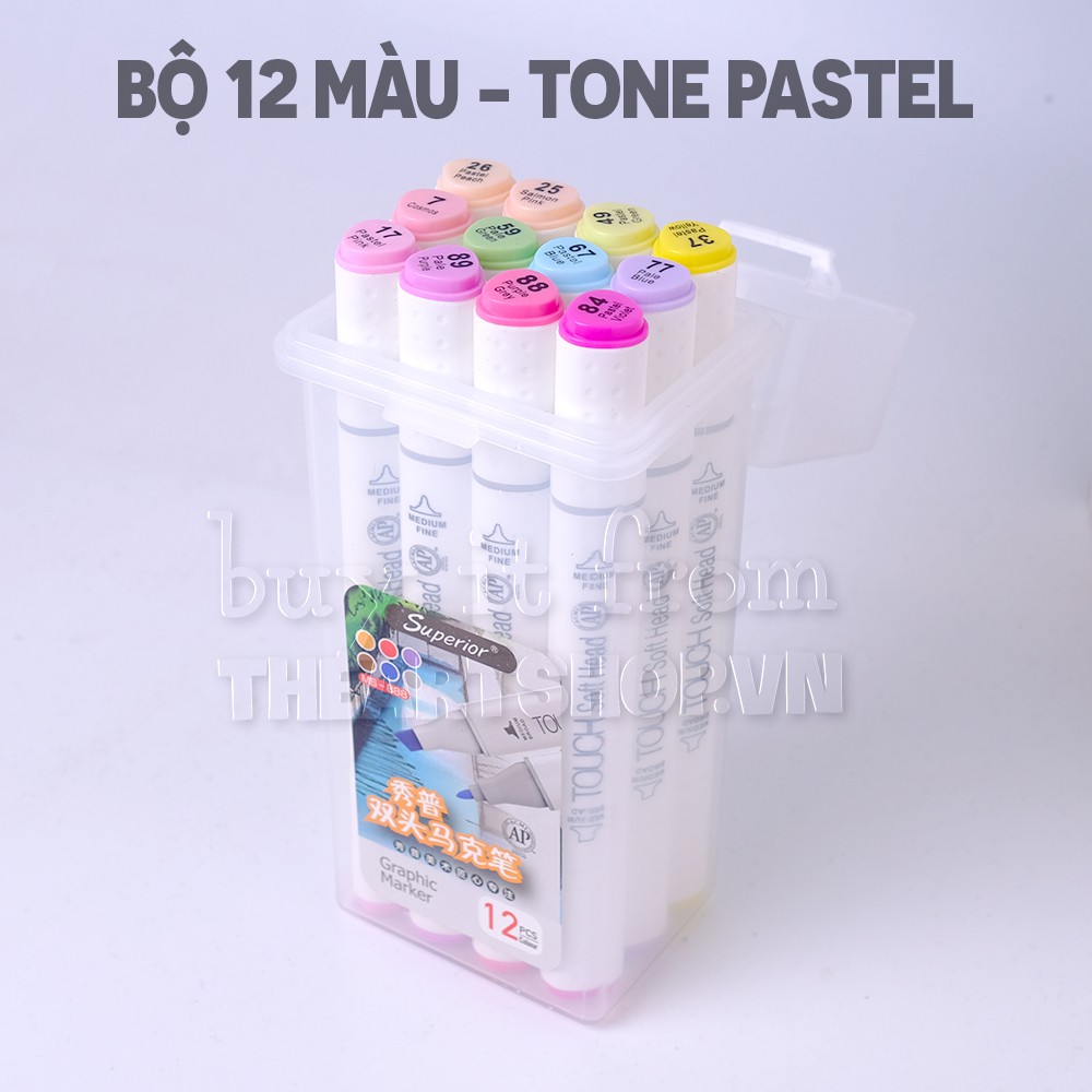 THEARTSHOP Bộ bút marker 4 tông màu SUPERIOR TOUCH SOFT HEAD thế hệ thứ 7 - Set 12