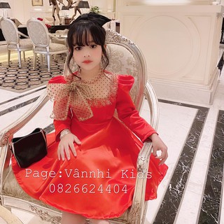 Váy umi phối voan bi nơ VN cho bé gái