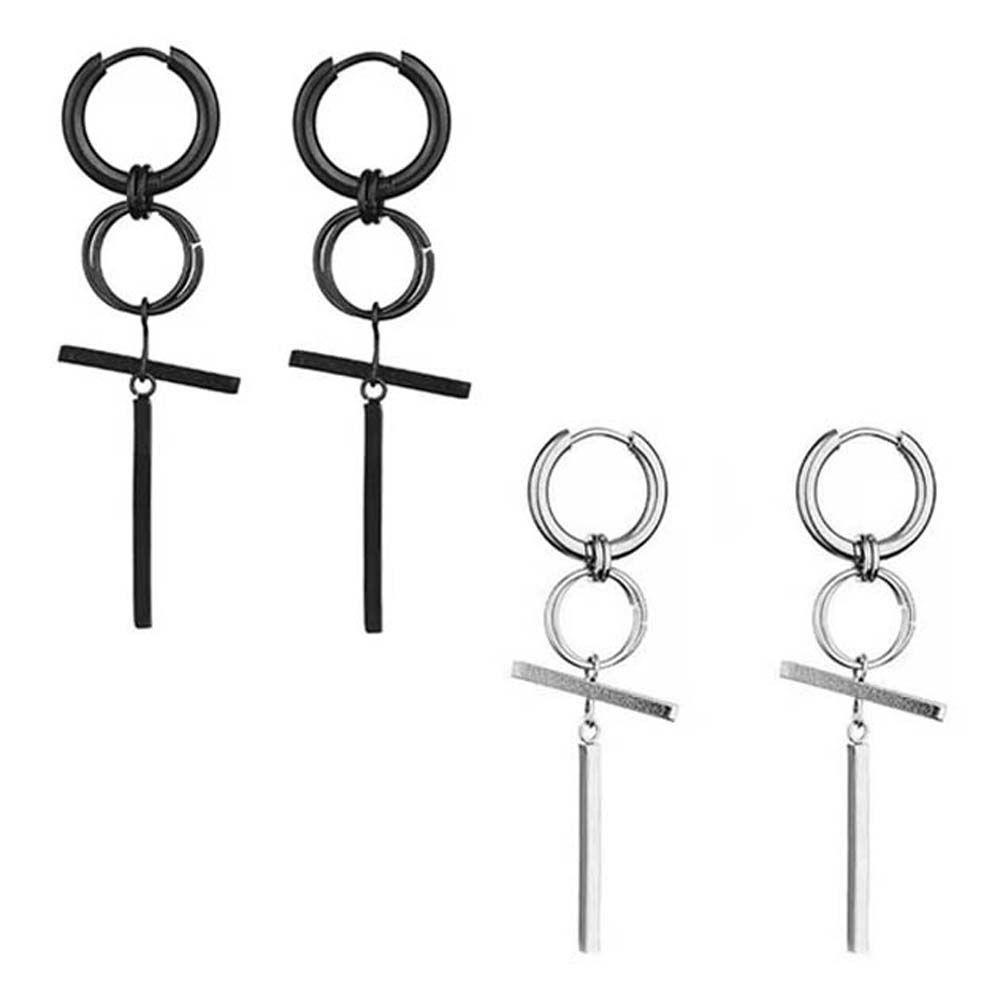 MXGOODS Bông Tai Hình Thánh Giá Màu Đen Phong Cách Hàn Quốc