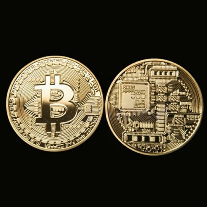 Đồng Xu Mạ Vàng In Hình Bitcoin BTC