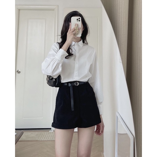 Quần đùi nữ short nữ mặc nhà đi chơi lưng cao chất nhung tăm thời trang Ulzzang Phong Cách Hàn Quốc