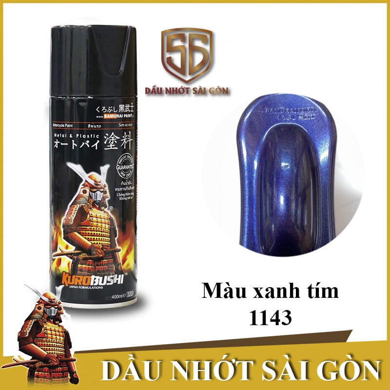 1143 _ Chai sơn xịt sơn xe máy Samurai 65/1143 màu xanh tím ánh kim tuyến _ Violet Blue