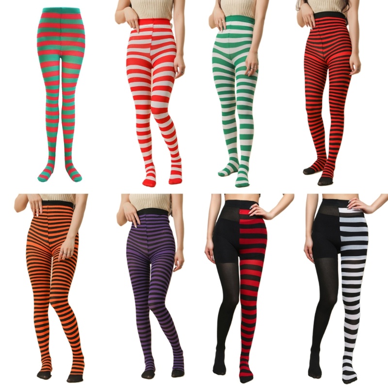 Quần Bít Tất Eo Cao Họa Tiết Kẻ Sọc Dùng Hóa Trang Giáng Sinh / Halloween