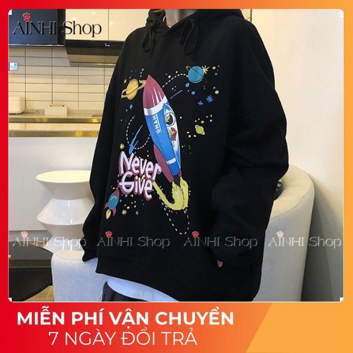 Áo Hoodie Nam Nữ ❤️FREESHIP❤️ Áo Khoác Hoodie (Phi Hành Gia) Vải Nỉ Nhiều Màu - Áo Hoodie Free Size Dưới 65kg