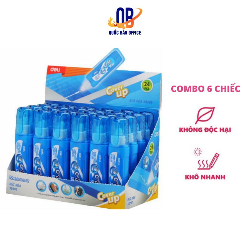 Combo 6 chiếc - Bút xóa nước 12ml Deli - Xanh dương - E39292