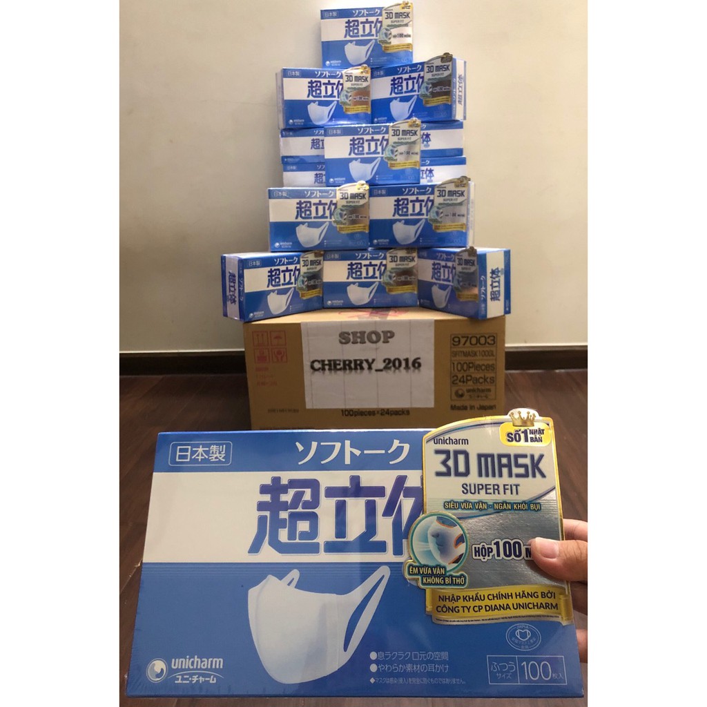 🍀[Bình Chánh][Chính hãng]Khẩu trang 3D mask Unicharm hộp 100m
