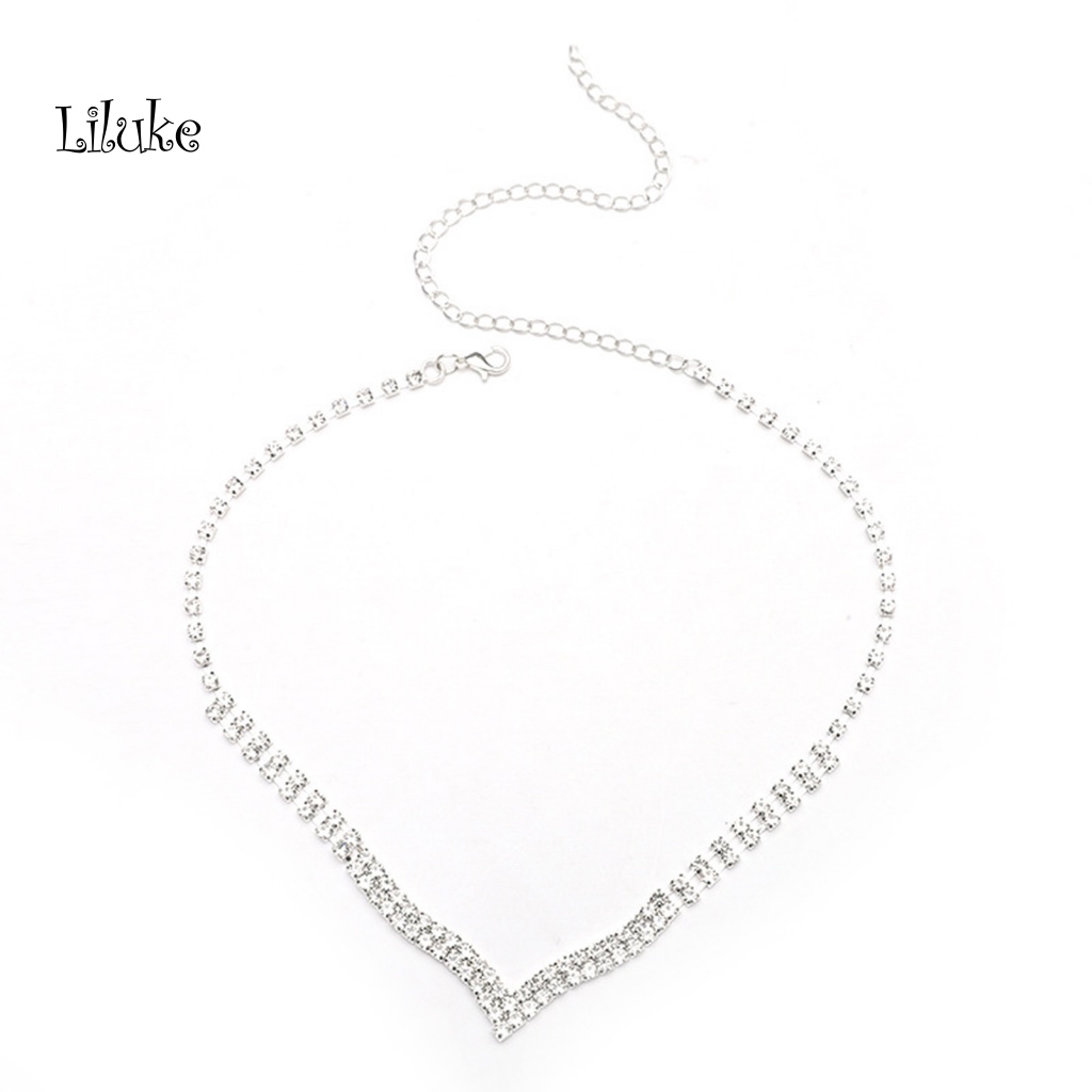 Bộ Vòng cổ + Đôi Khuyên Tai Thiết Kế Sang Trọng Đính Đá Nhân Tạo Thời Trang Cho Nữ