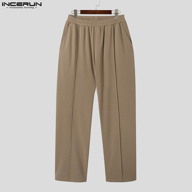 Quần baggy INCERUN ống rộng màu trơn đơn giản cho nam S-5XL