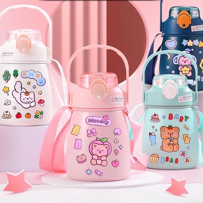 Bình Giữ Nhiệt Bụng To cute Bình Đựng Nước Inox304 Bụng Bự Dung Tích 900ML