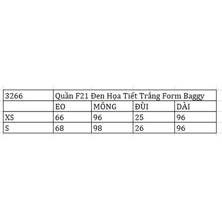 Quần F21 Đen Họa Tiết Trắng Form Baggy - 3266 Dơ đai dây lưng nhẹ