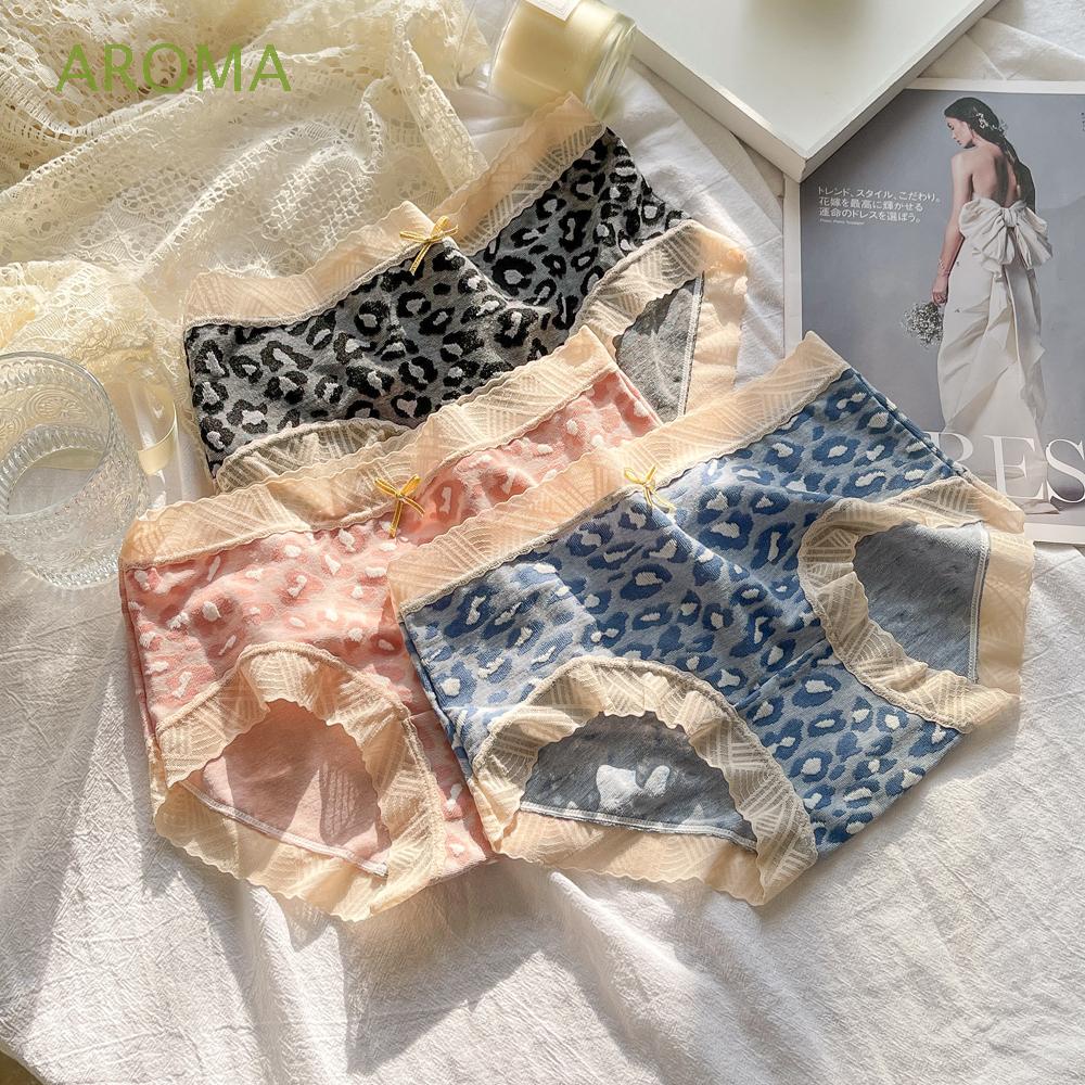 Quần Lót Cotton Viền Ren Họa Tiết Da Báo Gợi Cảm Cho Nữ