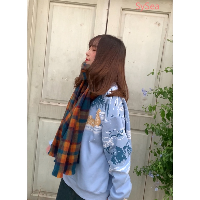 Áo Sweater Dáng Rộng In Hình Thỏ Xinh Xắn Phong Cách Hàn Quốc Cho Nữ