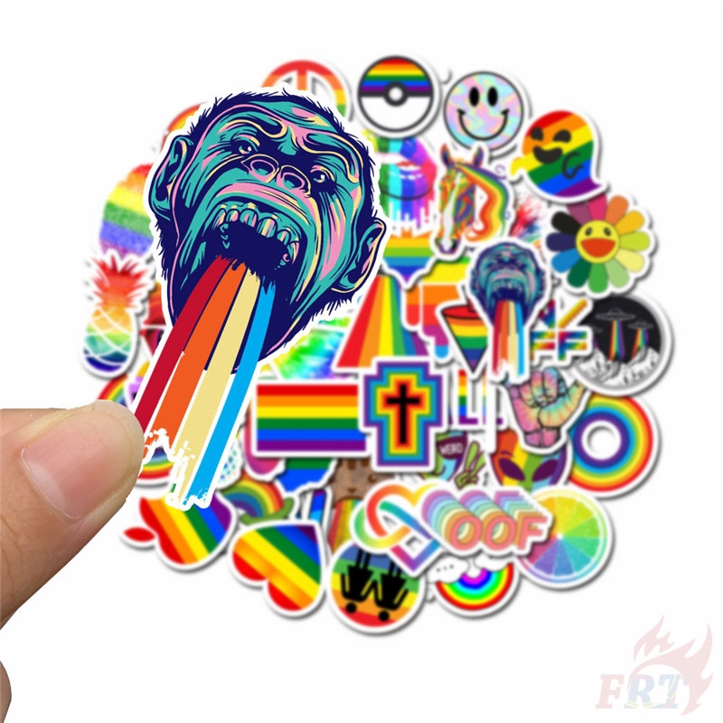 ❉ Hello！Let's Rainbow Series 02 Stickers ❉ 50Pcs/Set DIY Fashion Mixed Luggage Laptop Skateboard Decals Doodle Stickers