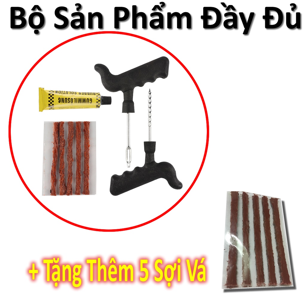 Bộ Vá Lốp Không Săm Xe Máy Ô Tô Đa Năng 8 Chi Tiết