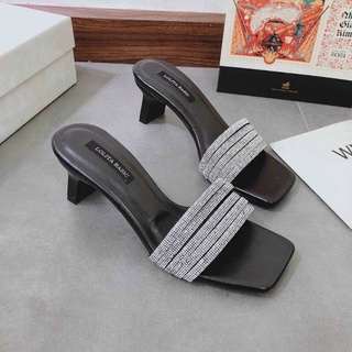 Guốc 5 dây đính đá gót dẹp 5P đế xịn